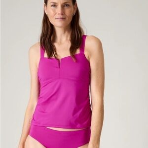 Athleta Square Neck V Tankini Top Electric Fuchsia Women’s Size 38D/DD Swimwear